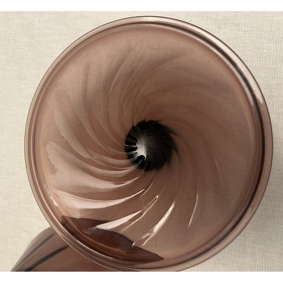 Vintage Empoli Amethyst Swirl Art Glass Lidded, Italian Glass Candy Dish, MCM - Picture 5 of 6